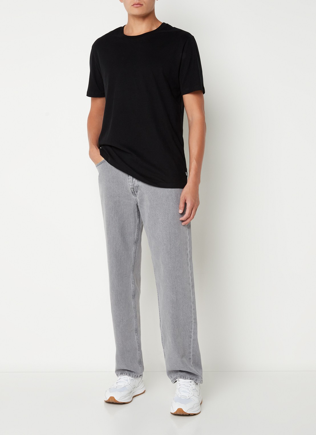 America Today Dallas loose fit jeans met gekleurde wassing - voorkant 2 grijs