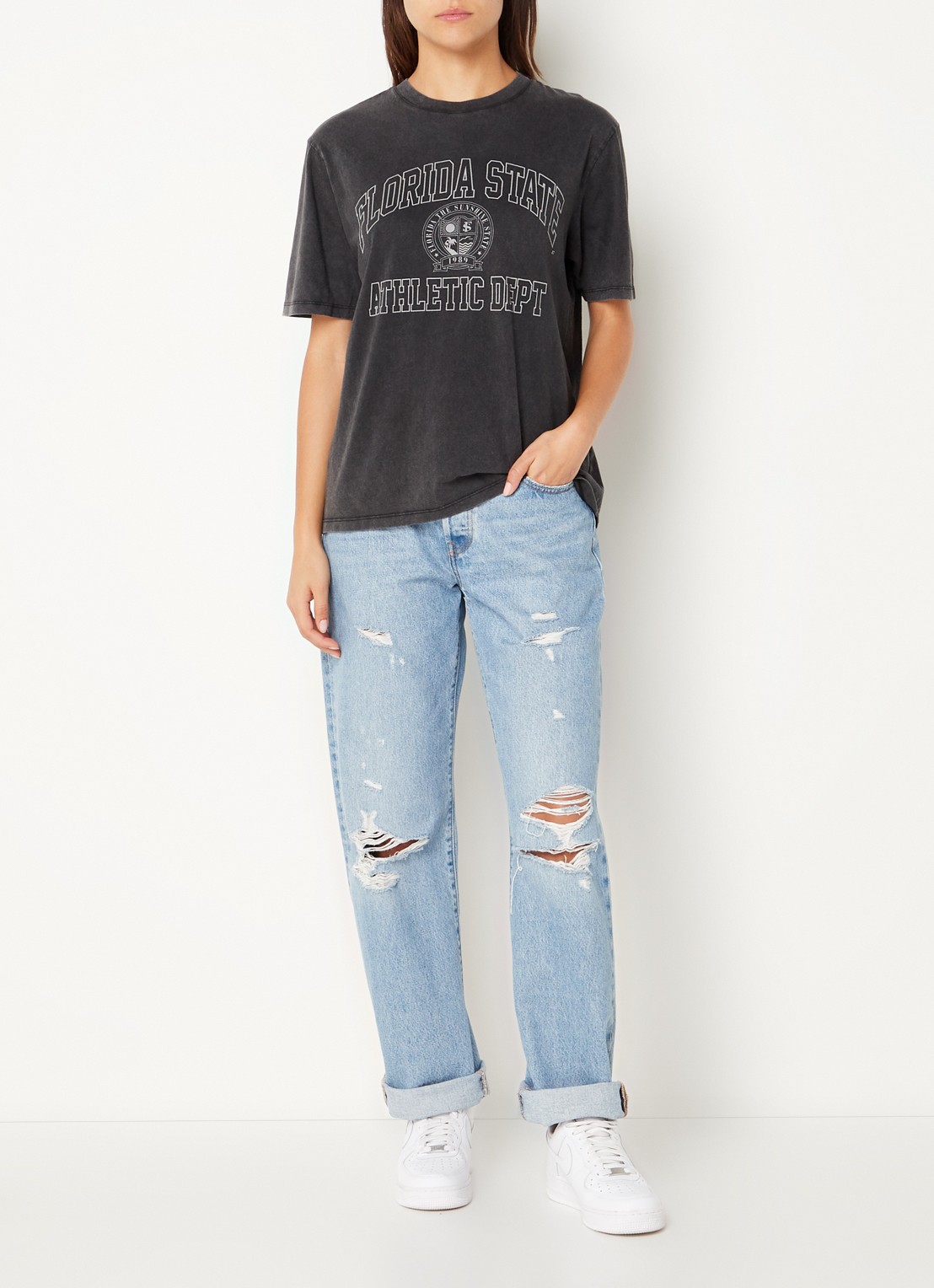 America Today Elle T-shirt met print - voorkant 4 grijs