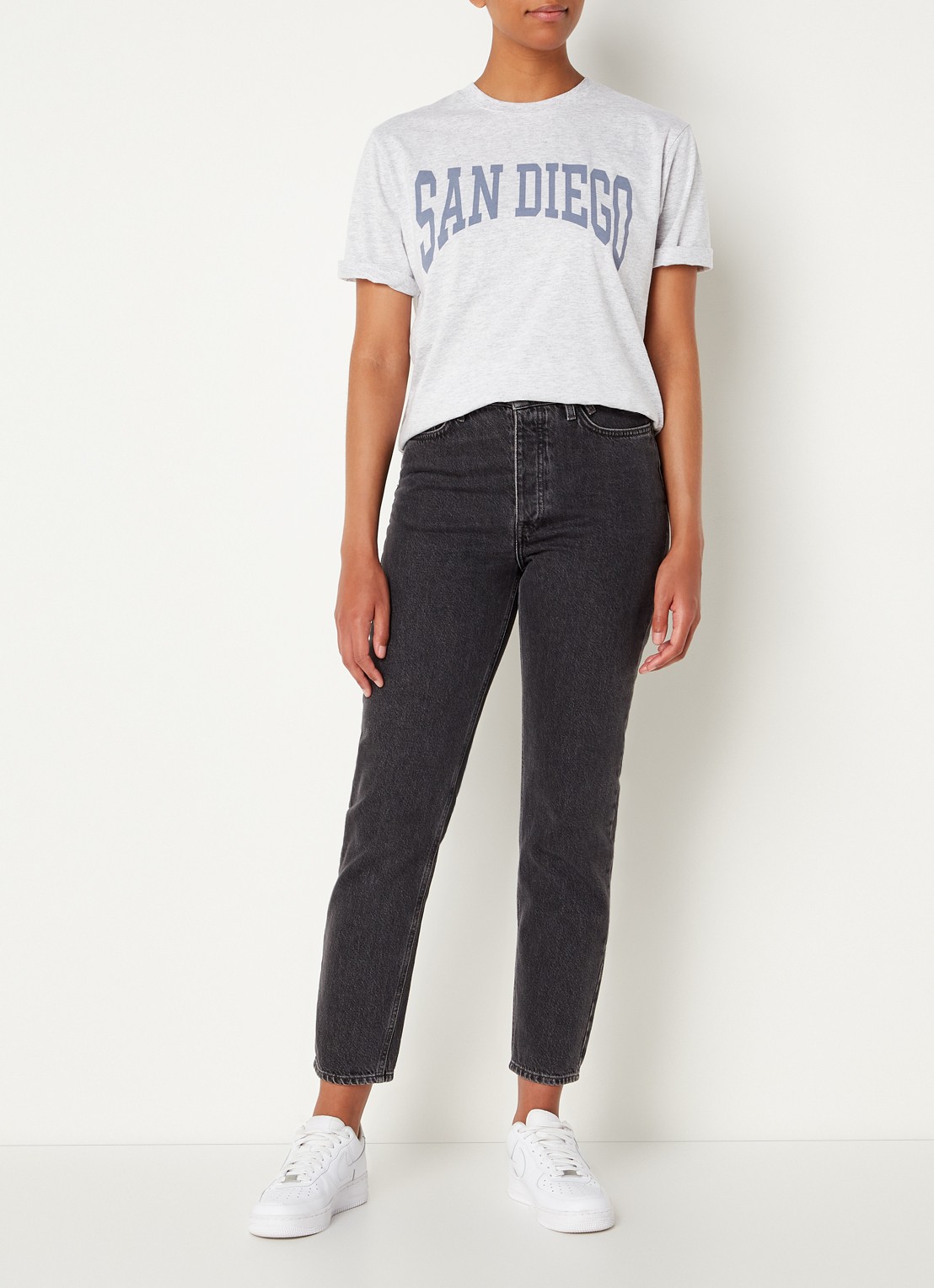 America Today Elle T-shirt met print - voorkant 4 lichtgrijs