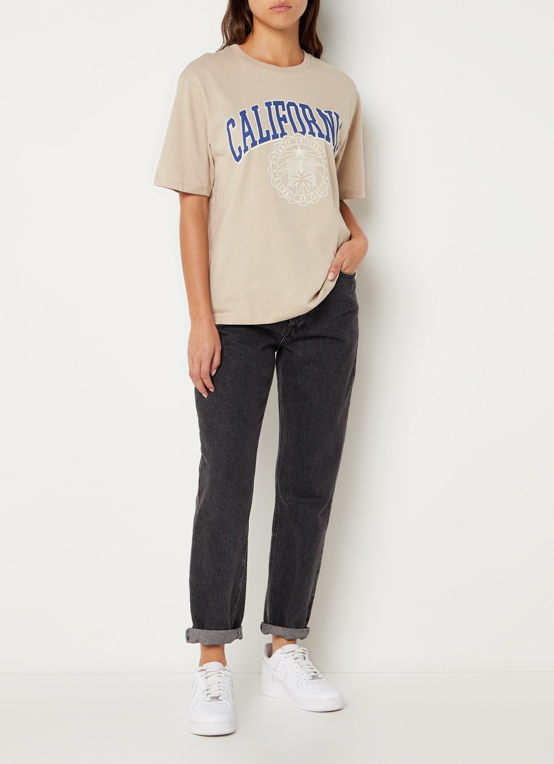 America Today Elle T-shirt met print - voorkant 4 beige