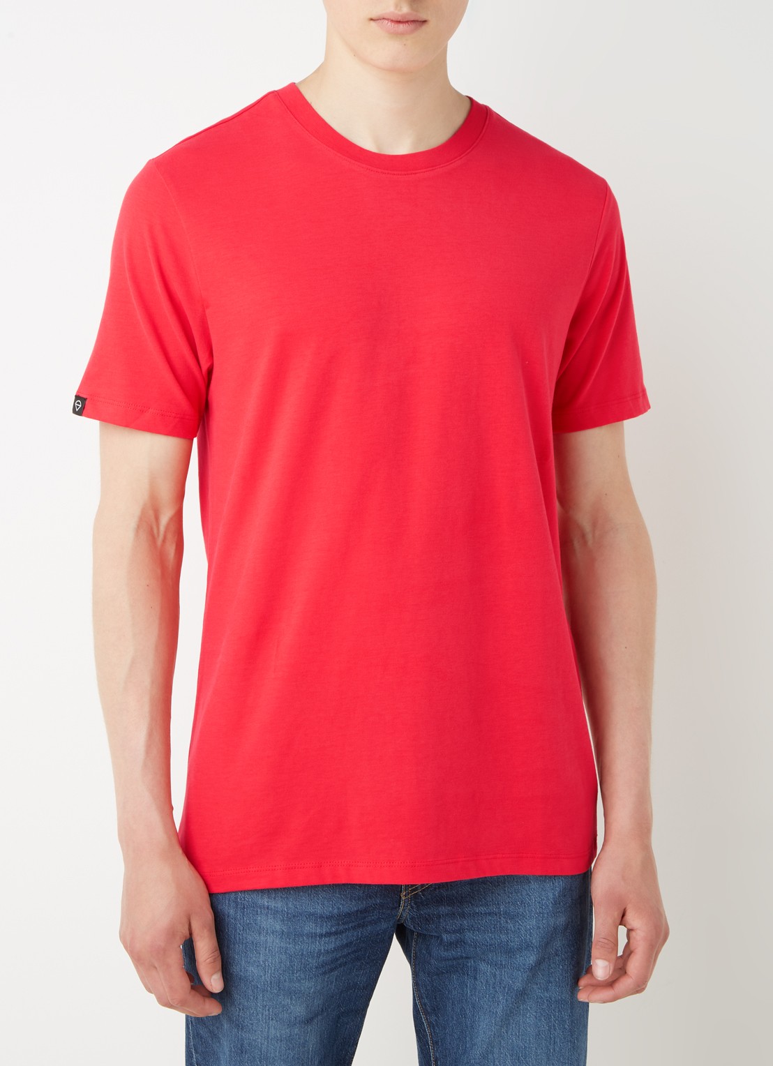 America Today Eric T-shirt van katoen - detail 3 steenrood