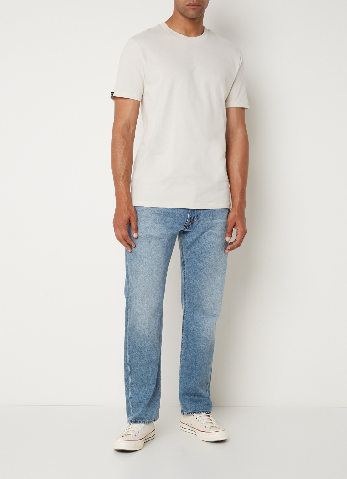 America Today Eric T-shirt van katoen - voorkant 4 beige