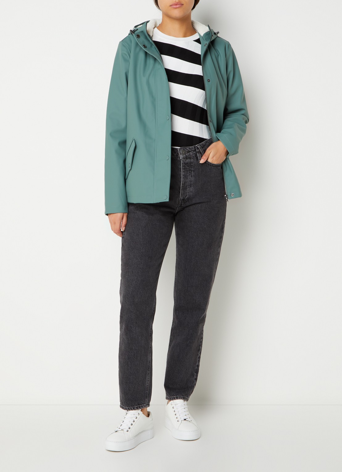 America Today Janice regenjas met teddy voering - voorkant 3 mint