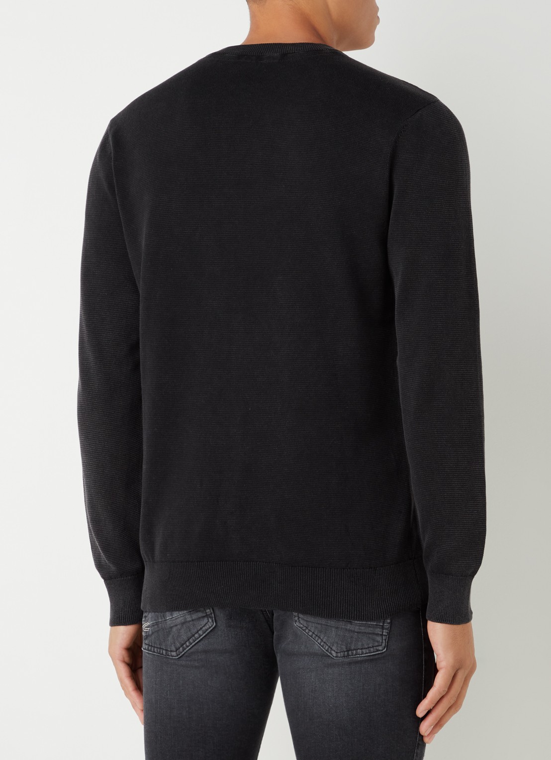 America Today Keith fijngebreide pullover met ronde hals - achterkant 2 zwart