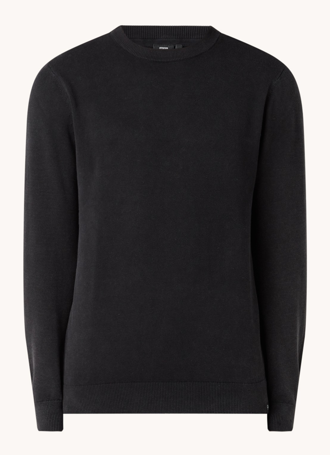 America Today Keith fijngebreide pullover met ronde hals - voorkant 3 zwart