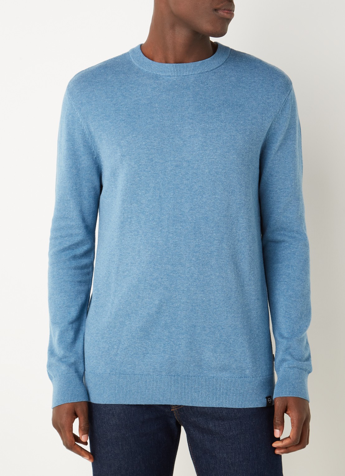 America Today Keith fijngebreide pullover met ronde hals - detail 3 blauw