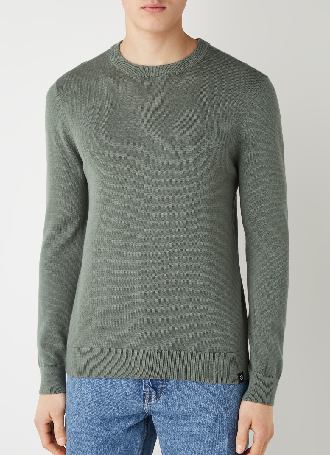 America Today Keith fijngebreide pullover met ronde hals - detail groen