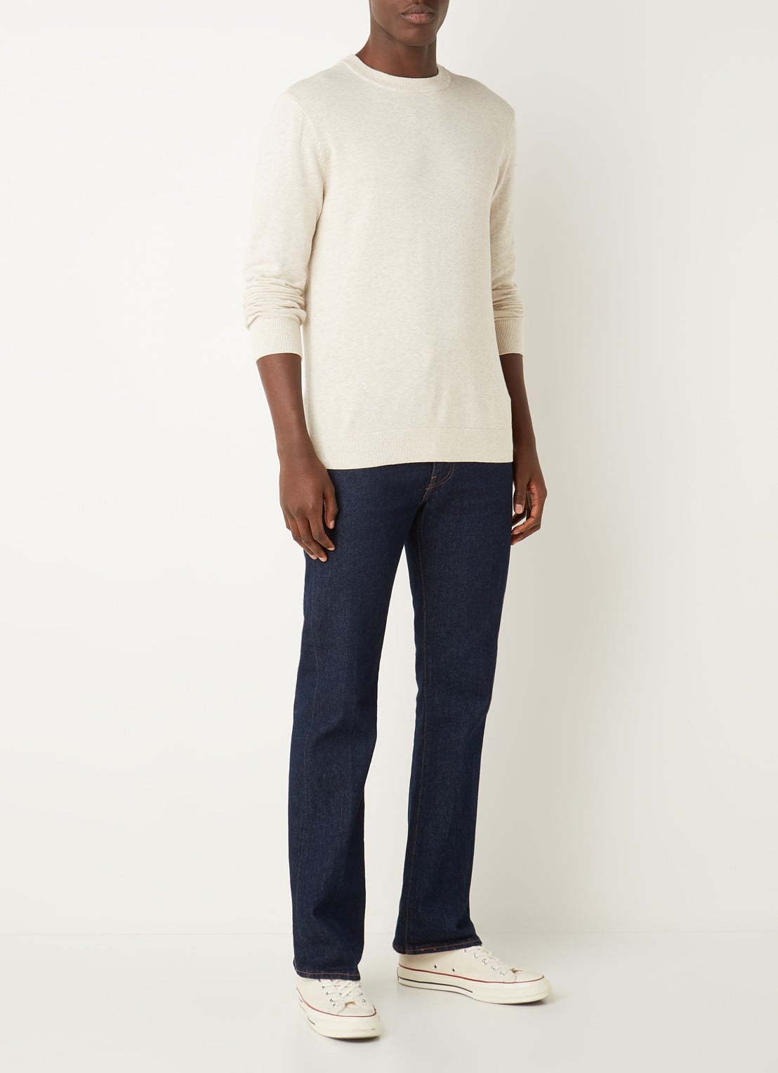 America Today Keith fijngebreide pullover met ronde hals - voorkant 2 beige