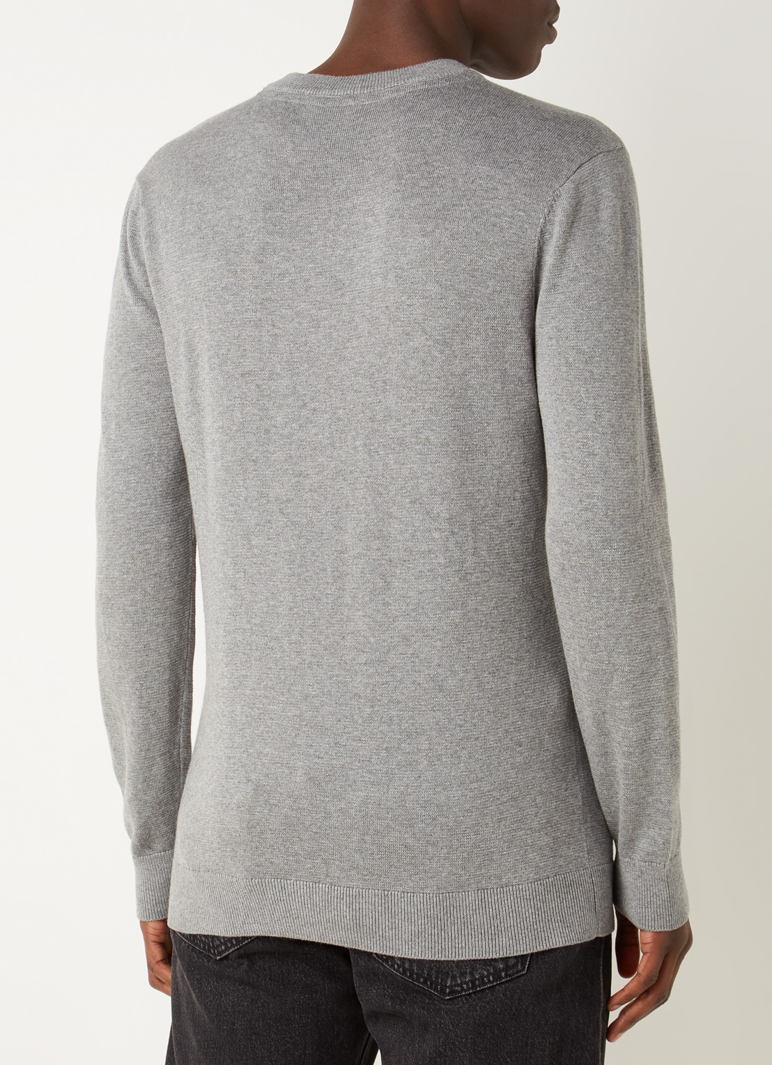 America Today Keith fijngebreide pullover met ronde hals - achterkant 4 middengrijs