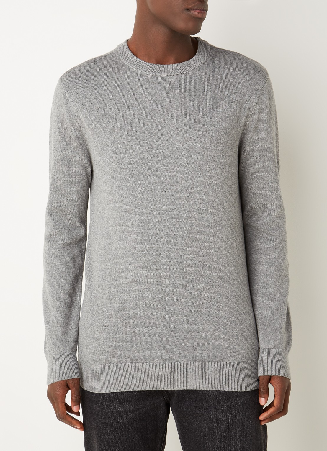 America Today Keith fijngebreide pullover met ronde hals - detail middengrijs
