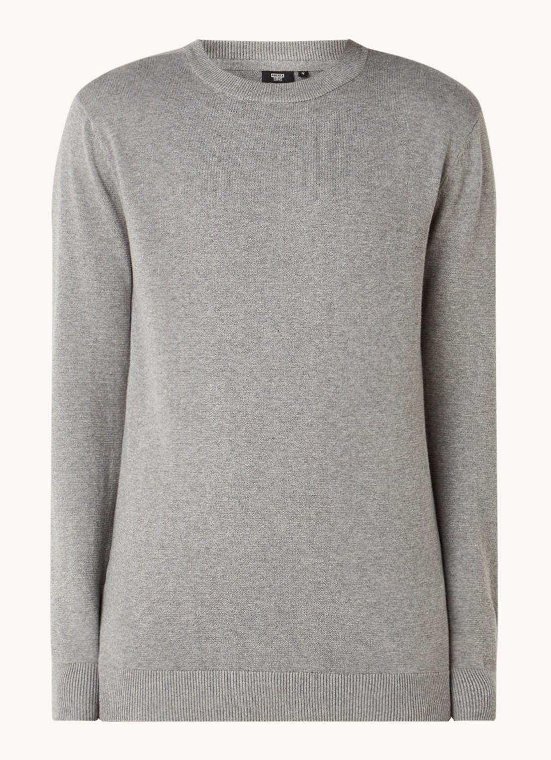 America Today Keith fijngebreide pullover met ronde hals - voorkant 2 middengrijs