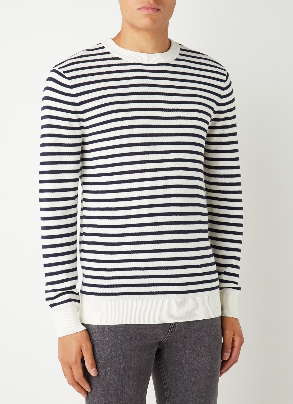 America Today Keith fijngebreide pullover met ronde hals - detail 3 wit