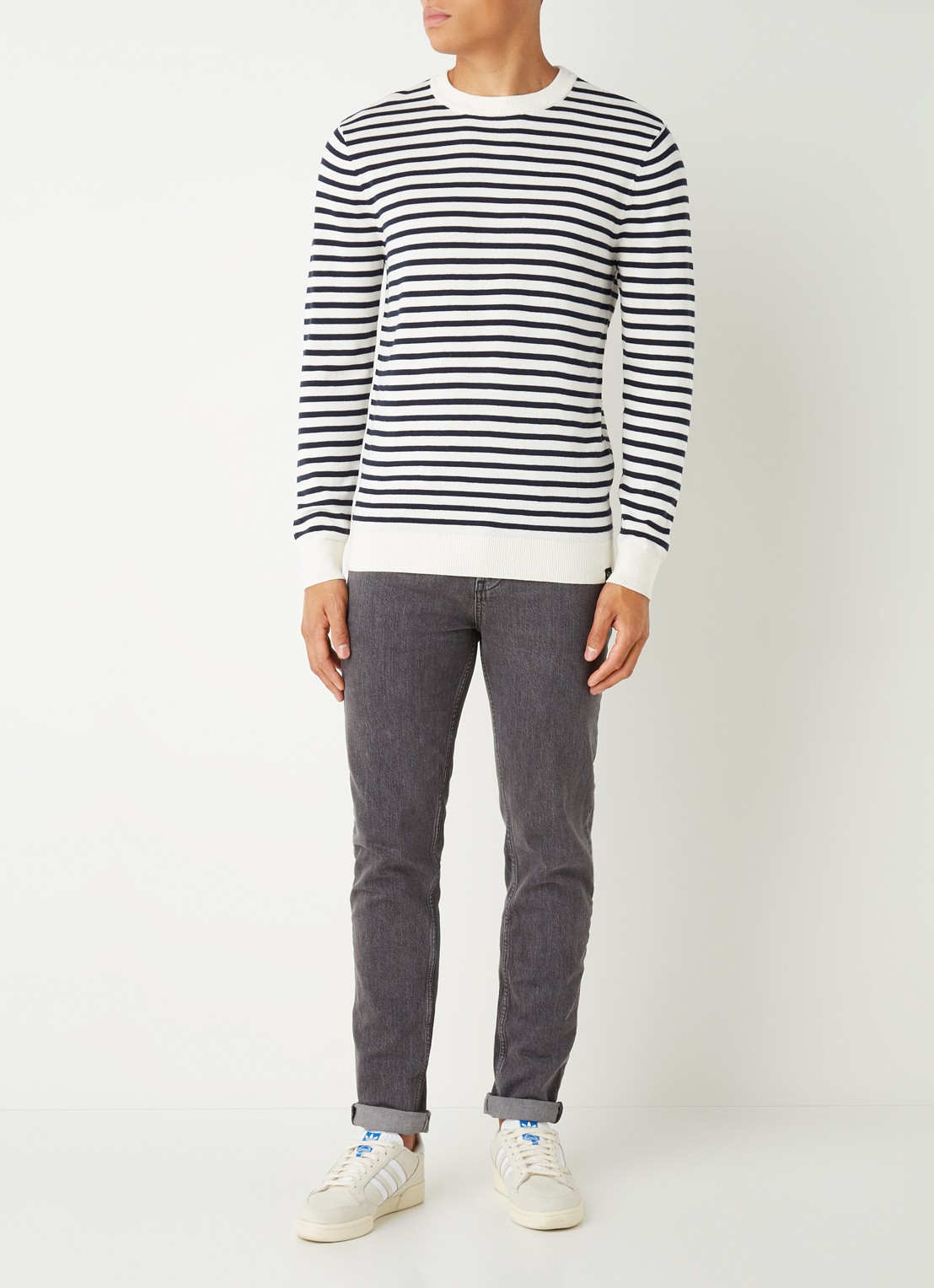 America Today Keith fijngebreide pullover met ronde hals - voorkant 2 wit