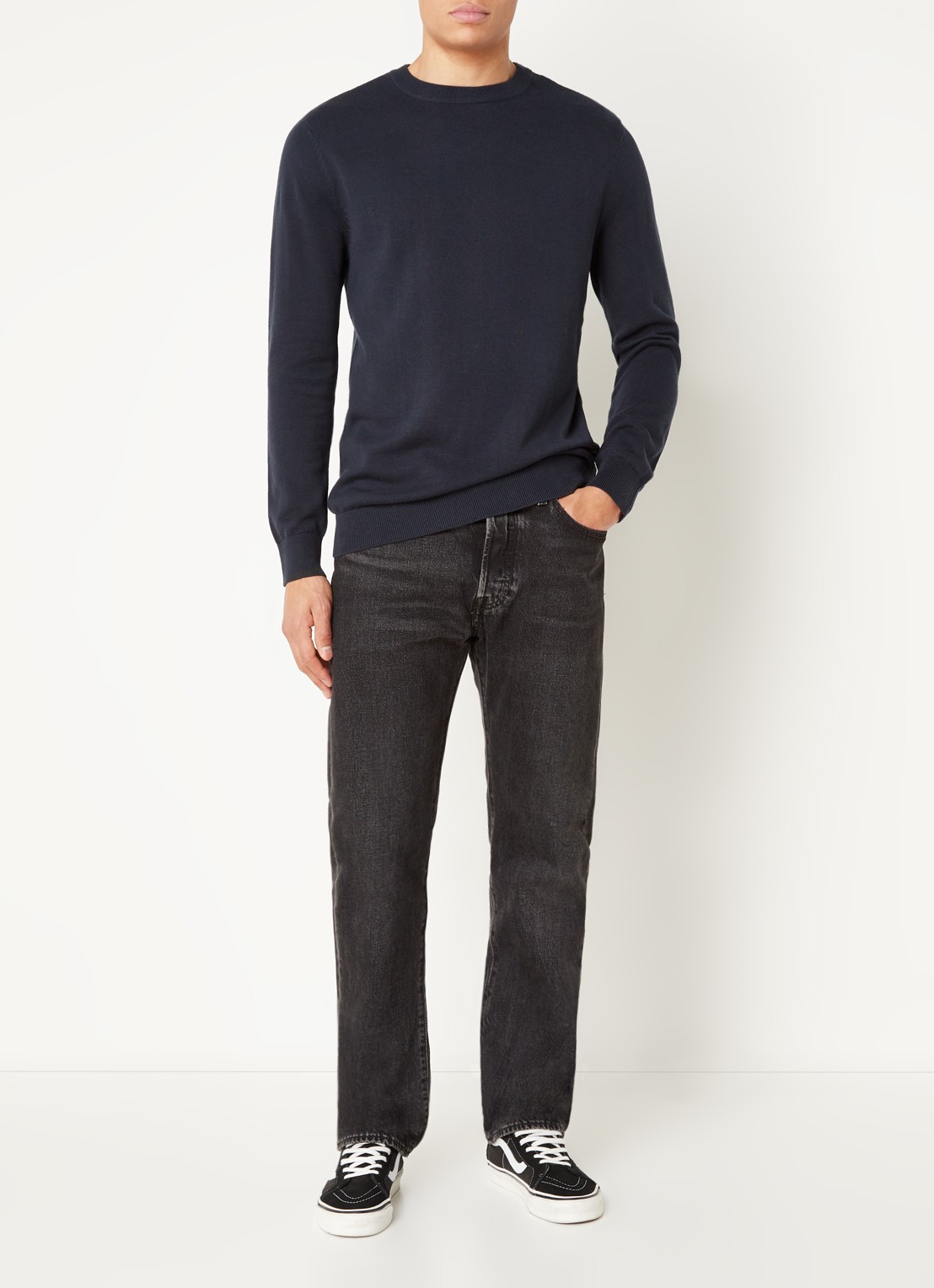 America Today Keith fijngebreide pullover met ronde hals - voorkant 2 blauw