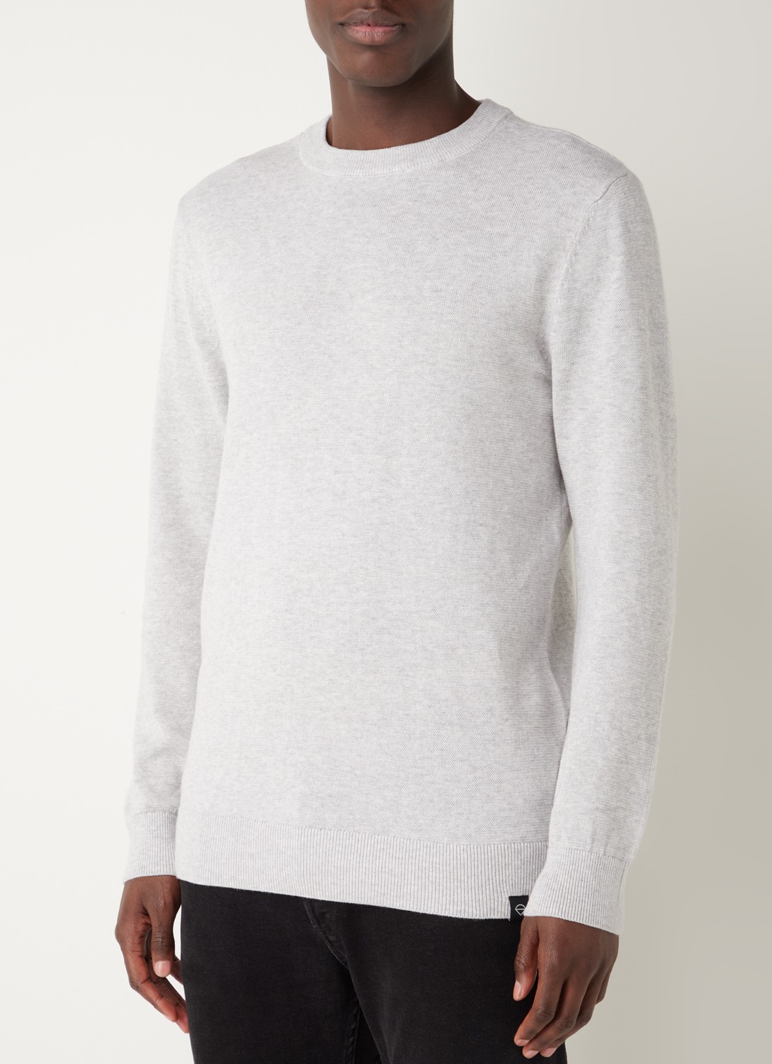 America Today Keith fijngebreide pullover met ronde hals - detail 3 grijsmele