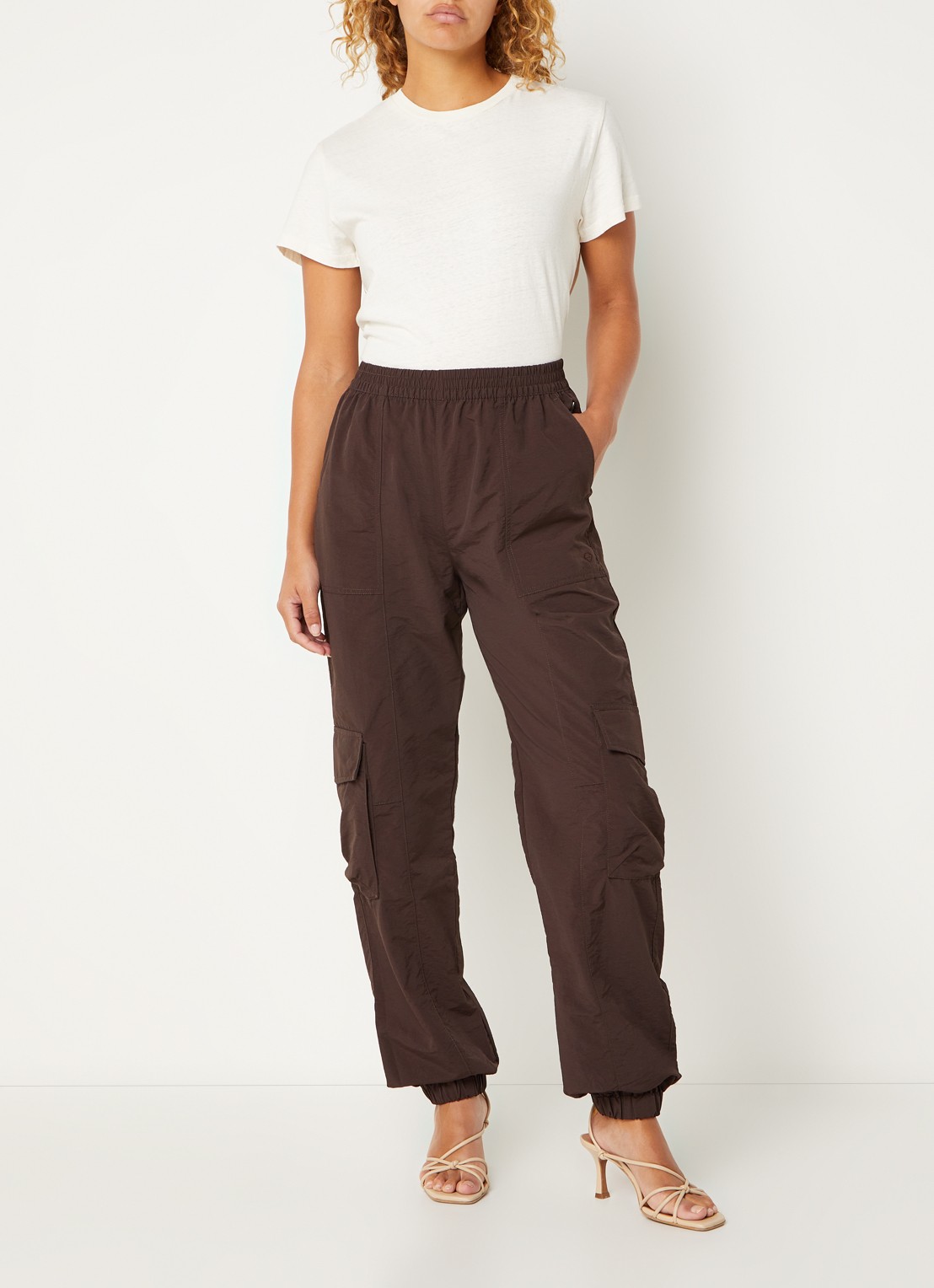 America Today Perry high waist tapered fit cargobroek  - voorkant 2 bruin