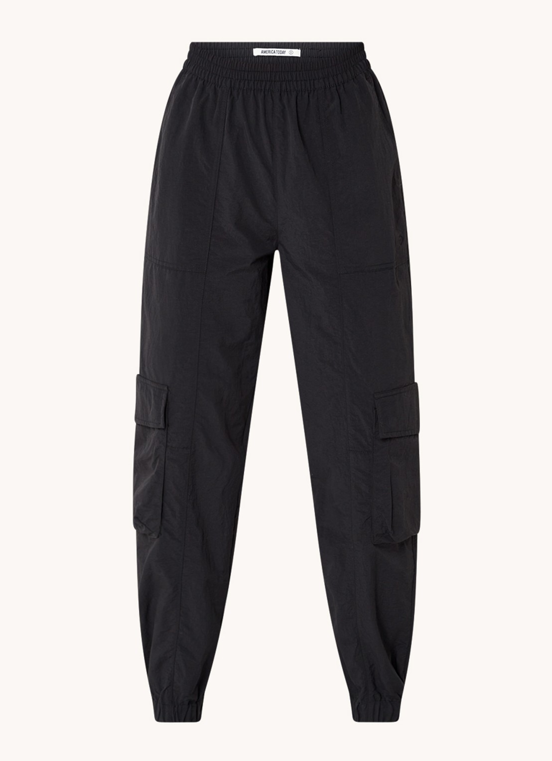 America Today Perry high waist tapered fit cargobroek  - voorkant zwart