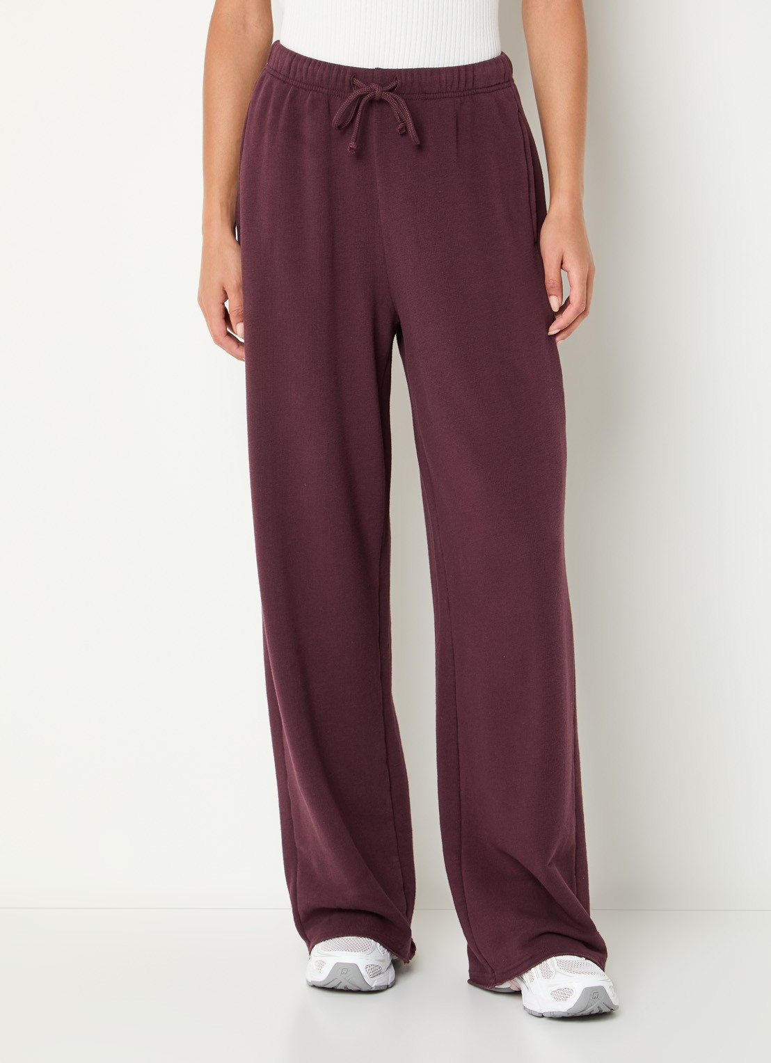 American Vintage Atubaylie high waist loose fit joggingsbroek met steekzakken - detail 3 bordeauxrood