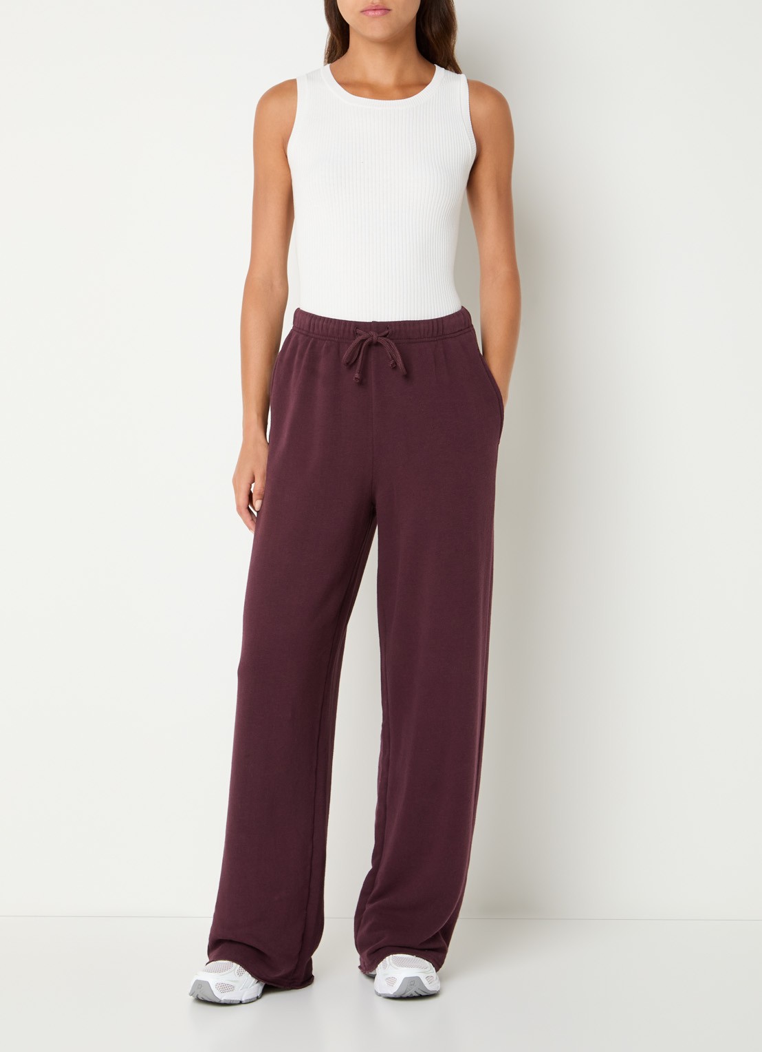 American Vintage Atubaylie high waist loose fit joggingsbroek met steekzakken - voorkant 2 bordeauxrood