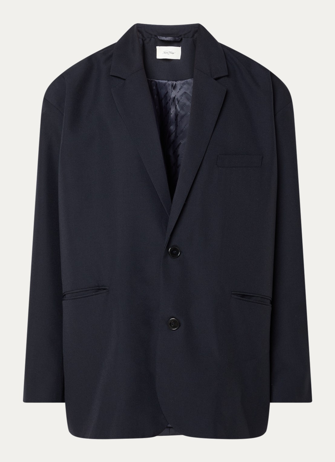 American Vintage Ayany oversized blazer in wolblend met logopatch - voorkant donkerblauw