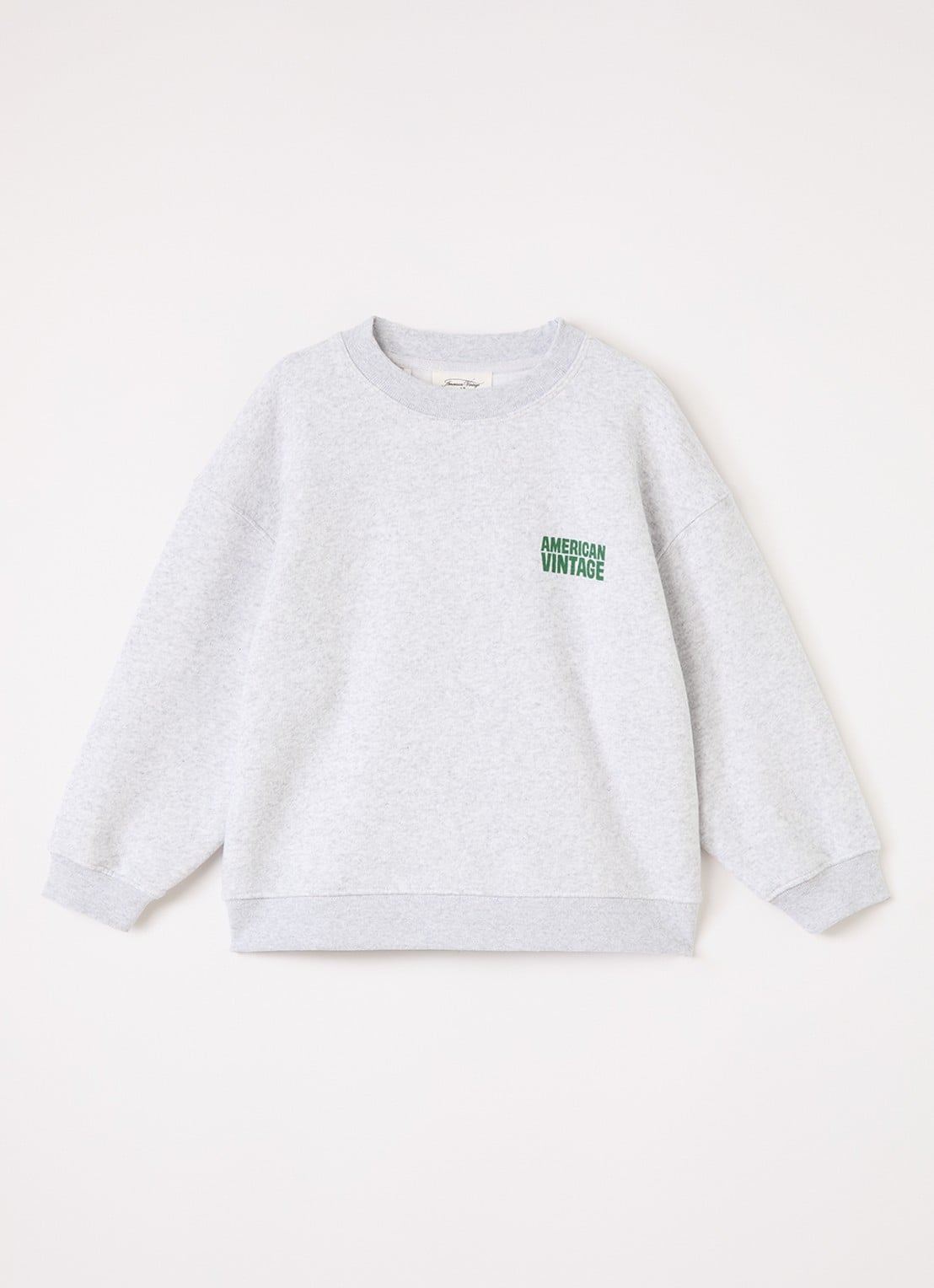 American Vintage Baptown sweater met logo - voorkant 2 lichtgrijs
