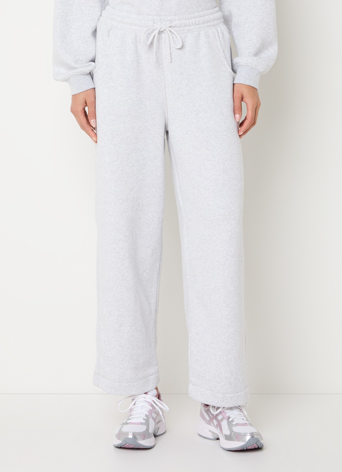 American Vintage Beptowngris high waist loose fit joggingbroek met steekzakken - detail 4 grijsmele
