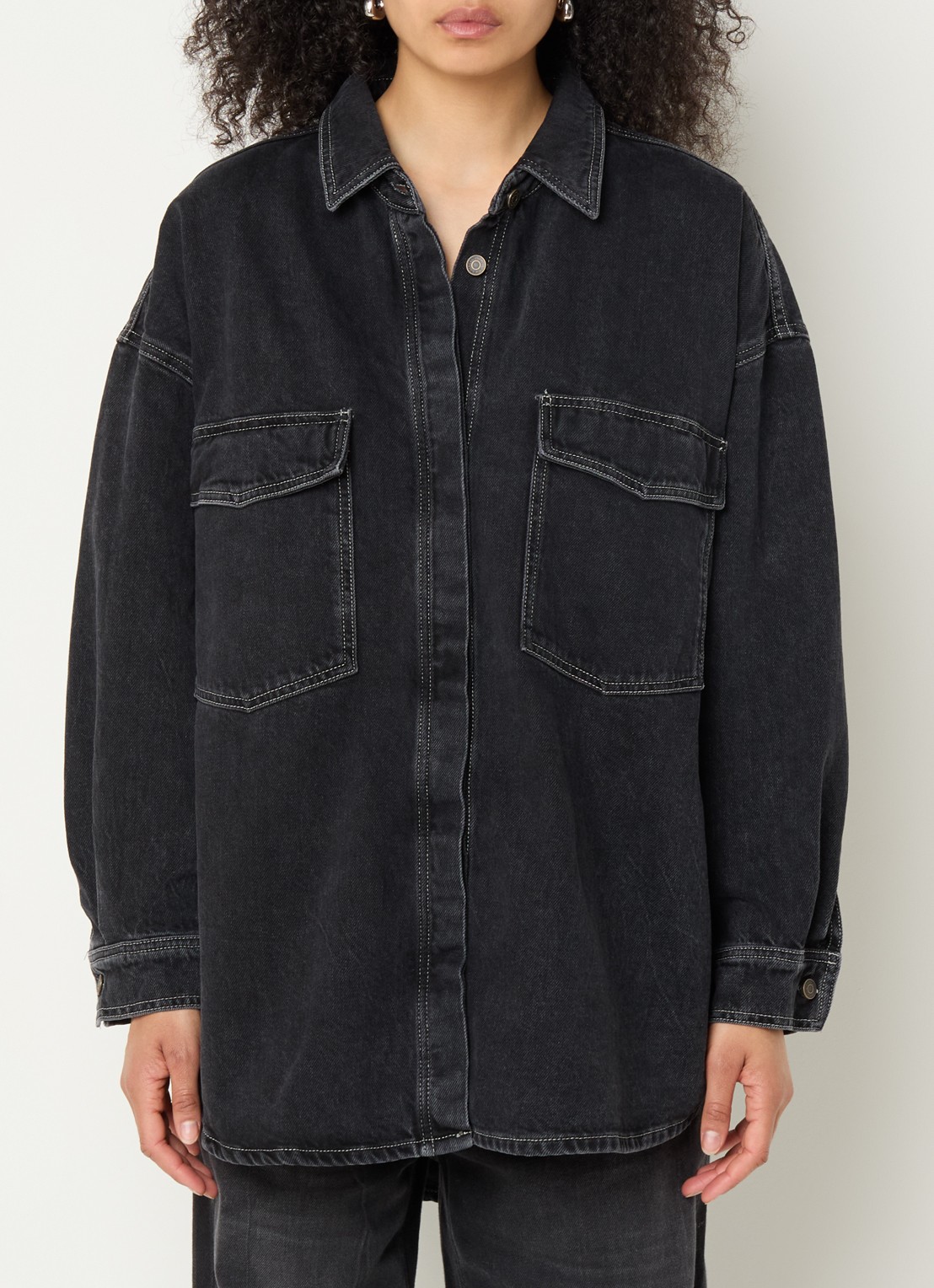 American Vintage Chemise blouse van denim met borstzakken - detail zwart