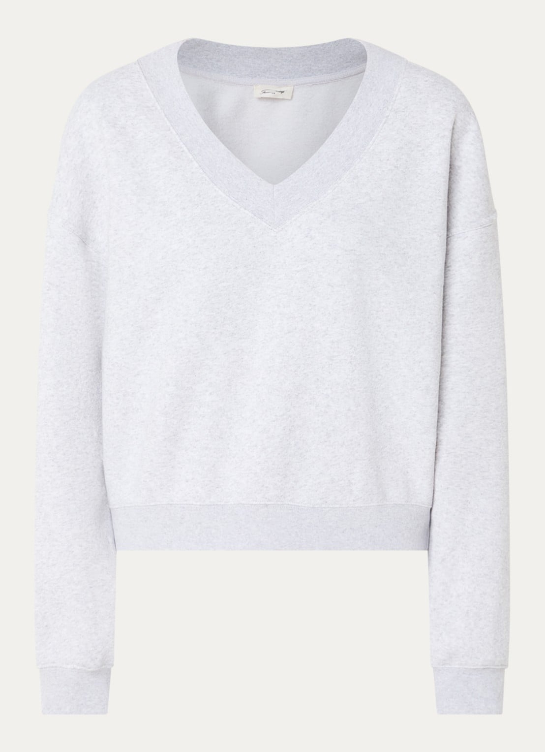 American Vintage Chine sweater met V-hals - voorkant 2 grijsmele