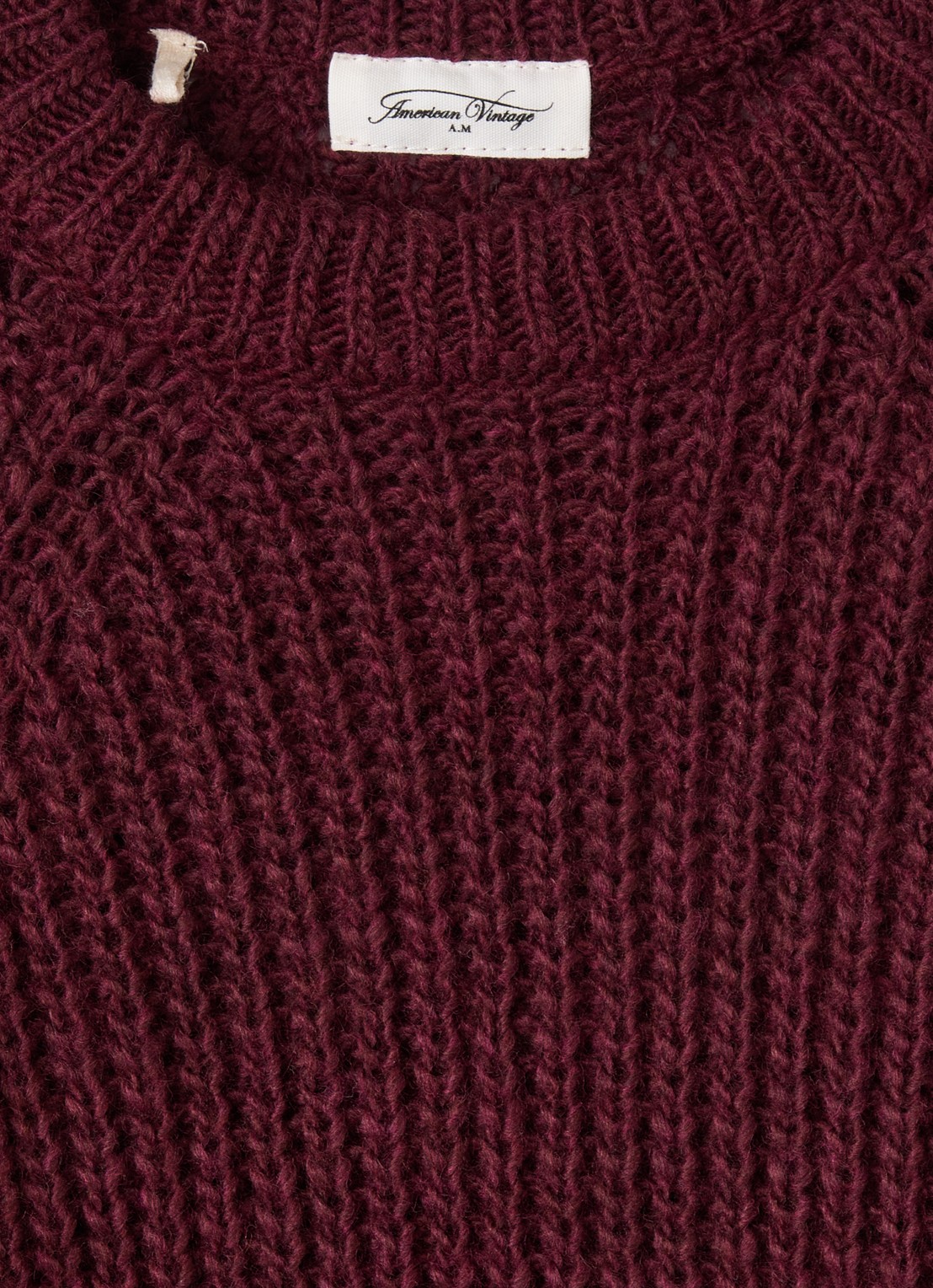 American Vintage Cyrob grofgebreide trui van wol - detail 3 bordeauxrood