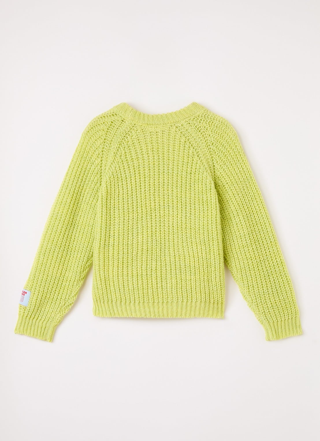 American Vintage Cyrob grofgebreide trui van wol - voorkant 3 lime
