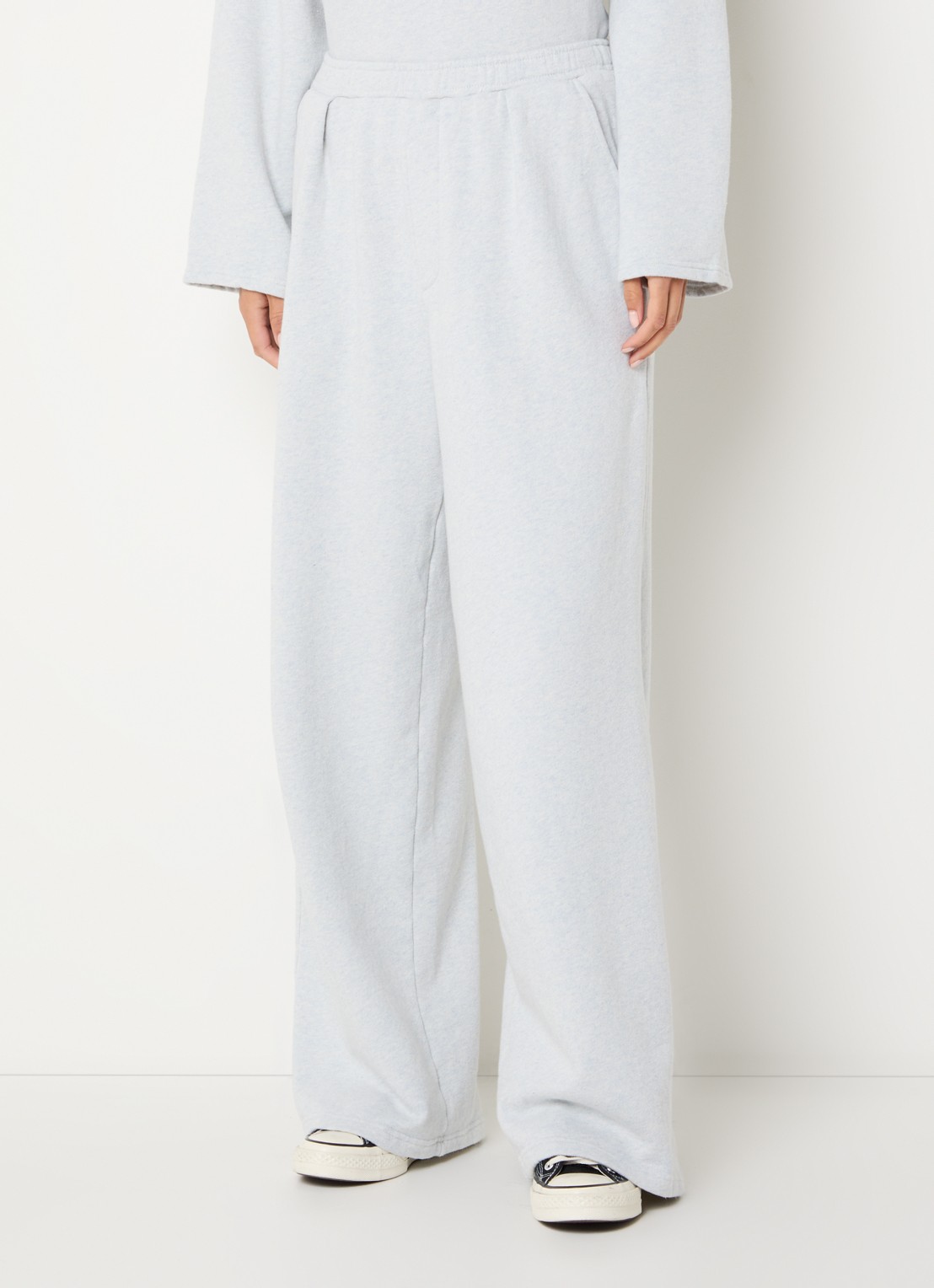 American Vintage Dantown high waist straight fit joggingbroek met steekzakken - detail grijsmele