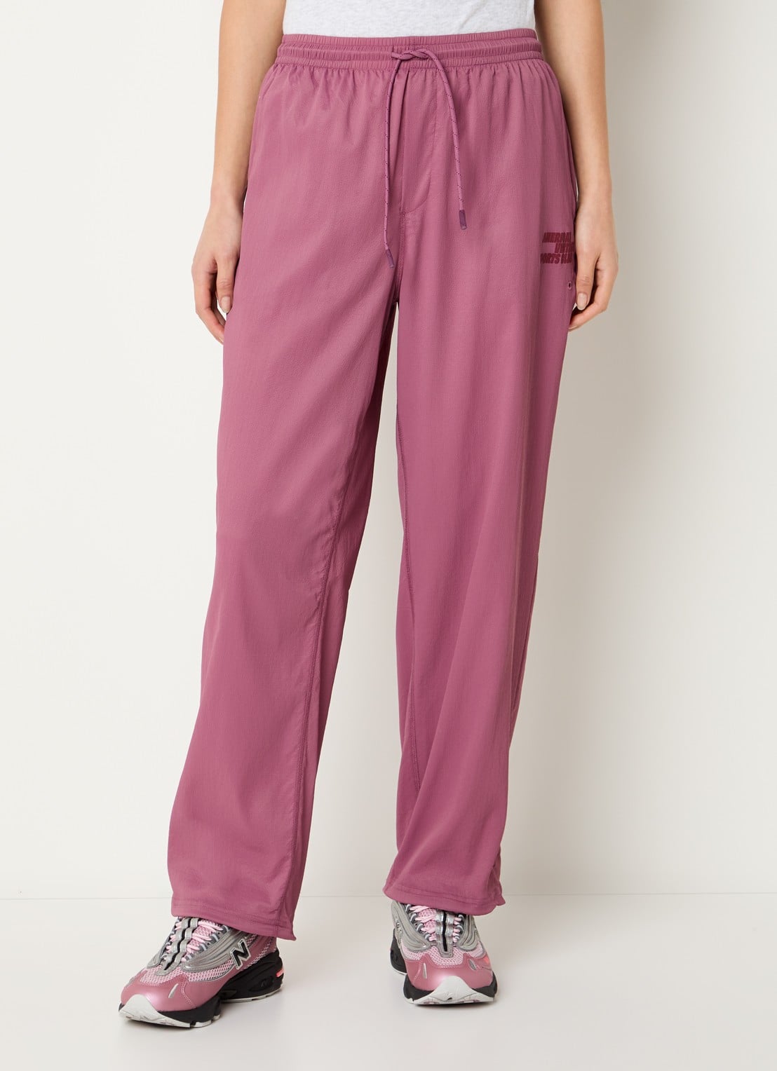 American Vintage Dyffow high waist sport broek met logo en ritszakken - detail 4 roze