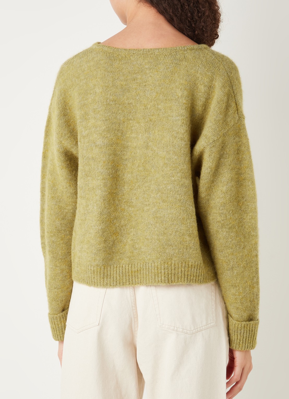 American Vintage East fijngebreide pullover in alpaca wolblend - achterkant 3 mosgroen
