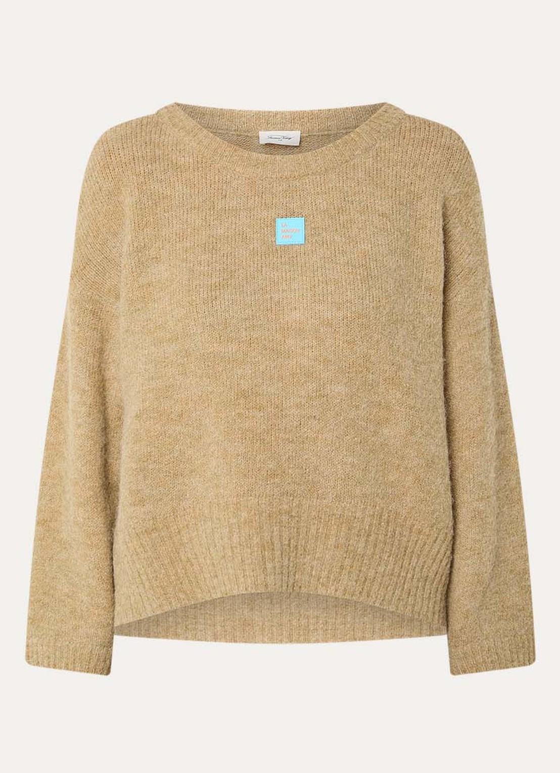 American Vintage East fijngebreide trui in alpaca wolblend - voorkant beige