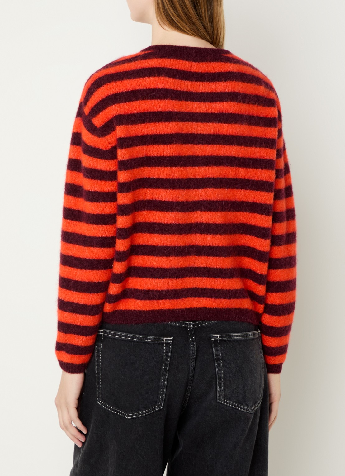 American Vintage Fijngebreid vest in alpaca wolblend - achterkant 4 rood