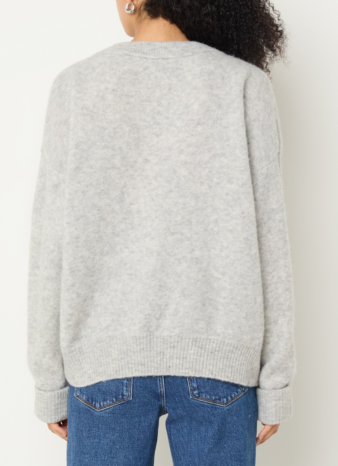 American Vintage Fijngebreide pullover in wolblend - achterkant lichtgrijs