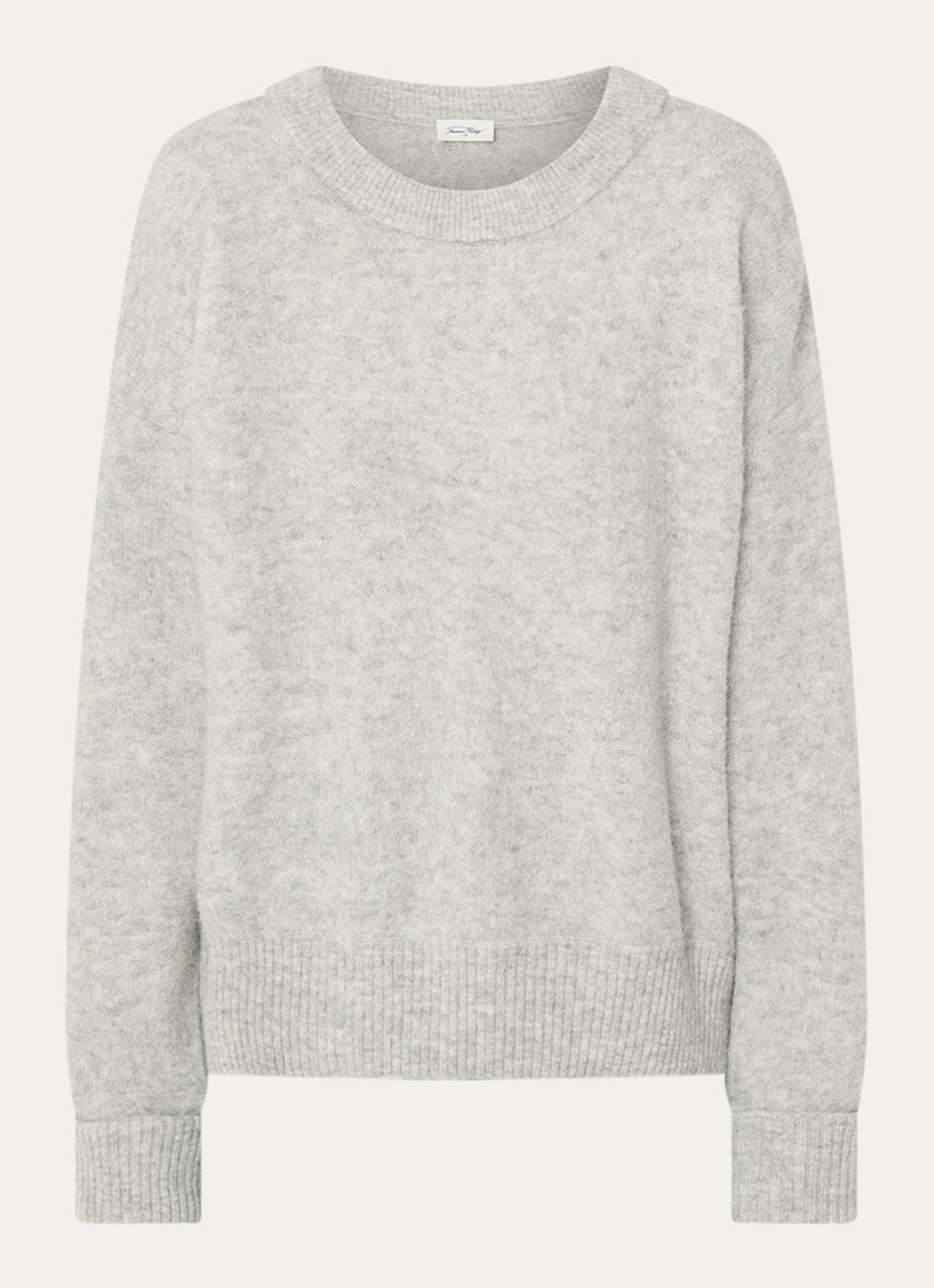 American Vintage Fijngebreide pullover in wolblend - voorkant 2 lichtgrijs