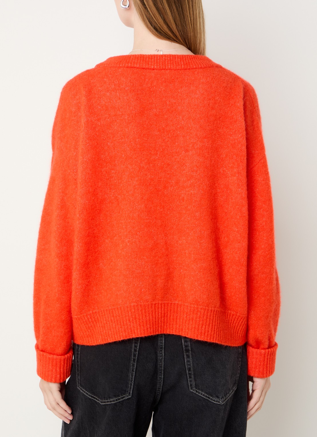 American Vintage Fijngebreide pullover in wolblend - achterkant oranjerood