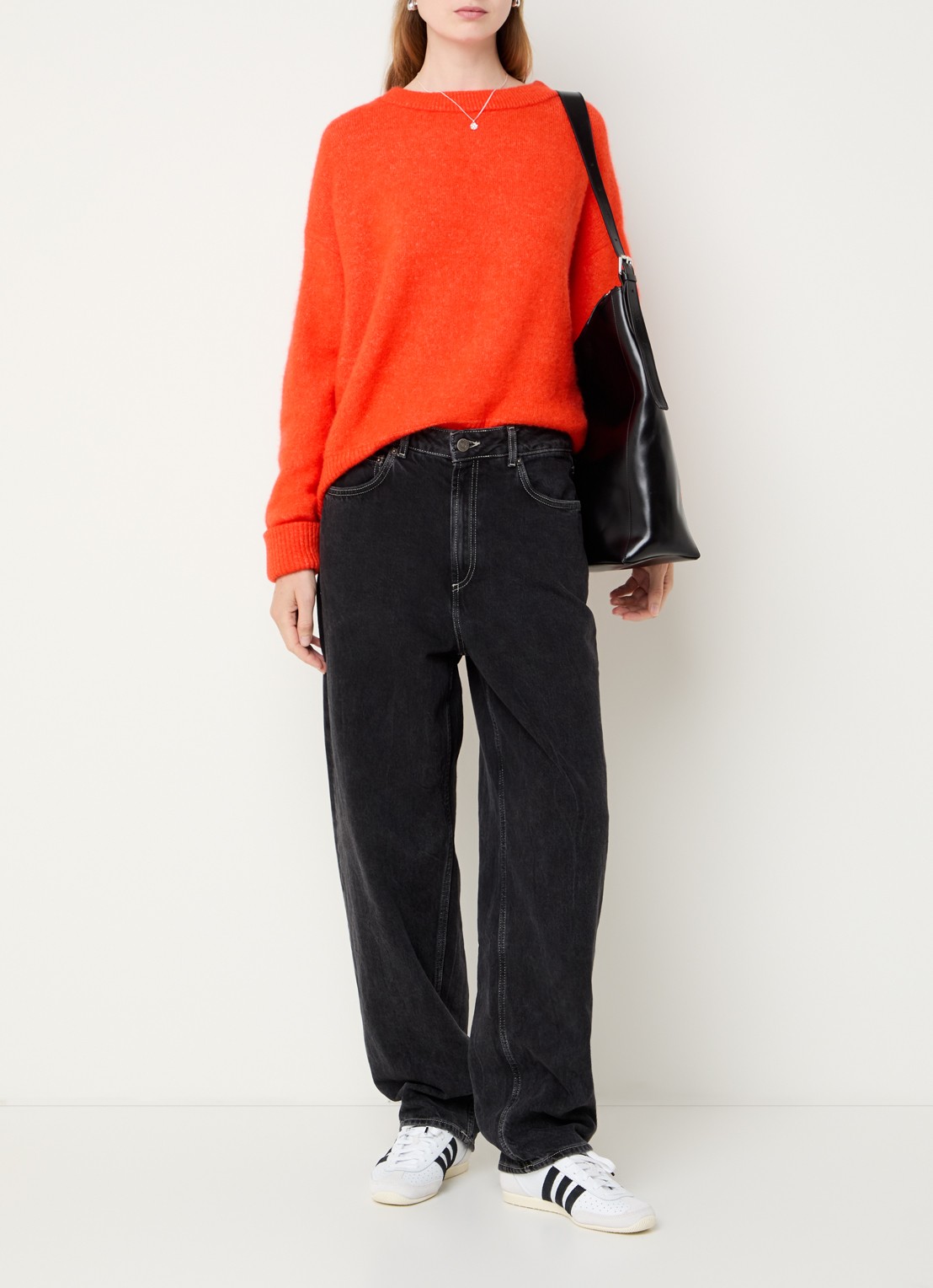 American Vintage Fijngebreide pullover in wolblend - voorkant 4 oranjerood