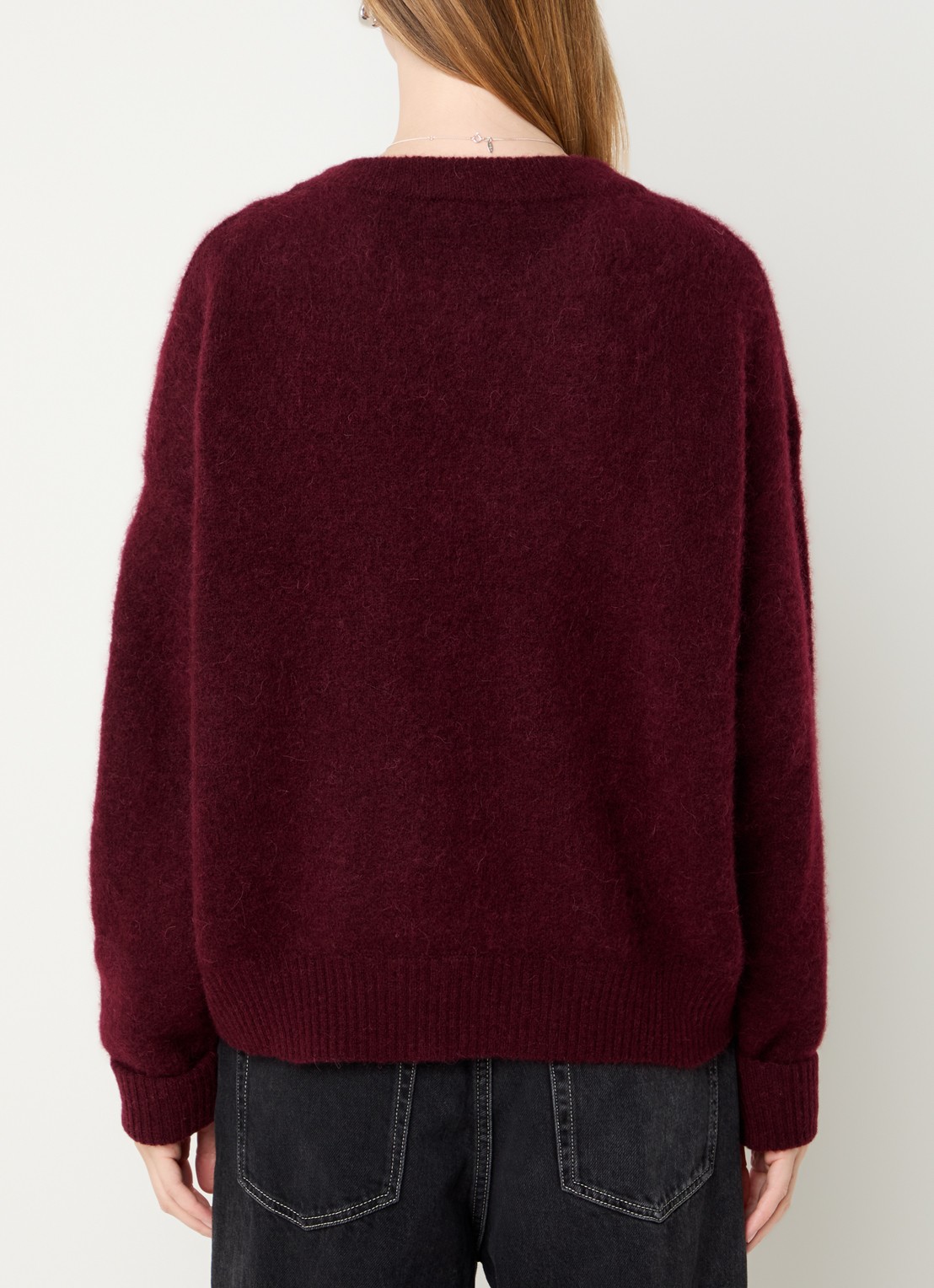 American Vintage Fijngebreide pullover in wolblend - achterkant bordeauxrood