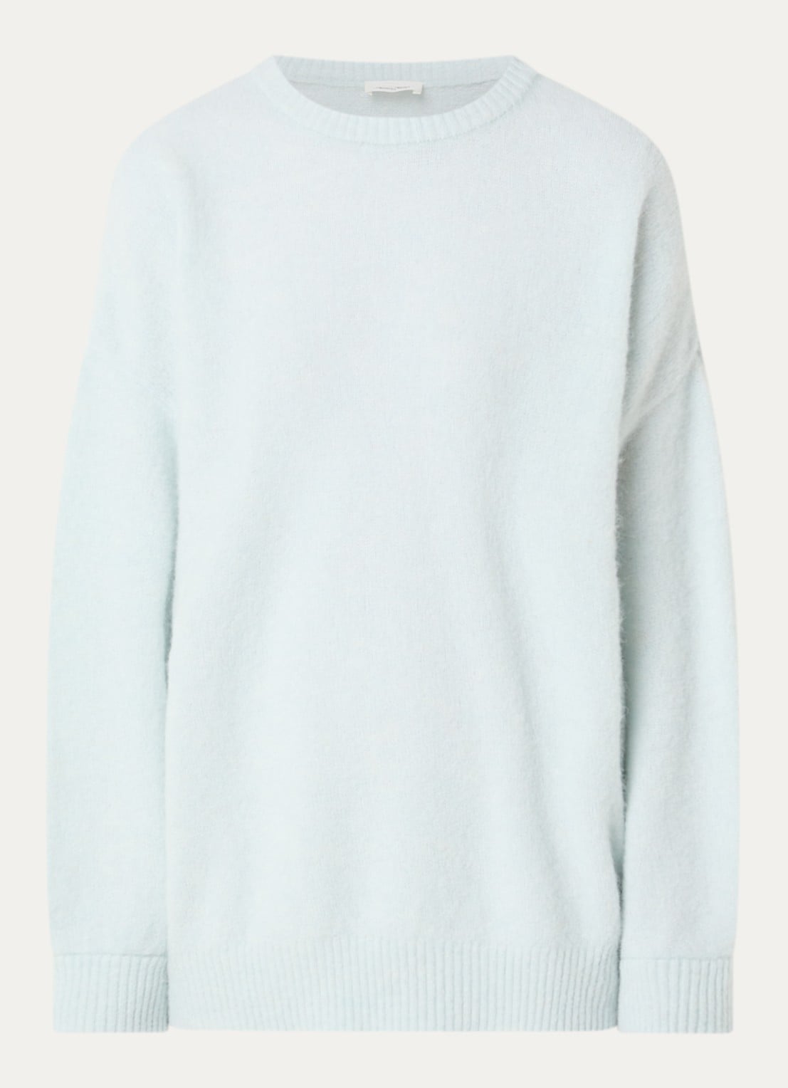 American Vintage Fijngebreide trui in alpaca wolblend met ronde hals - voorkant 3 lichtblauw