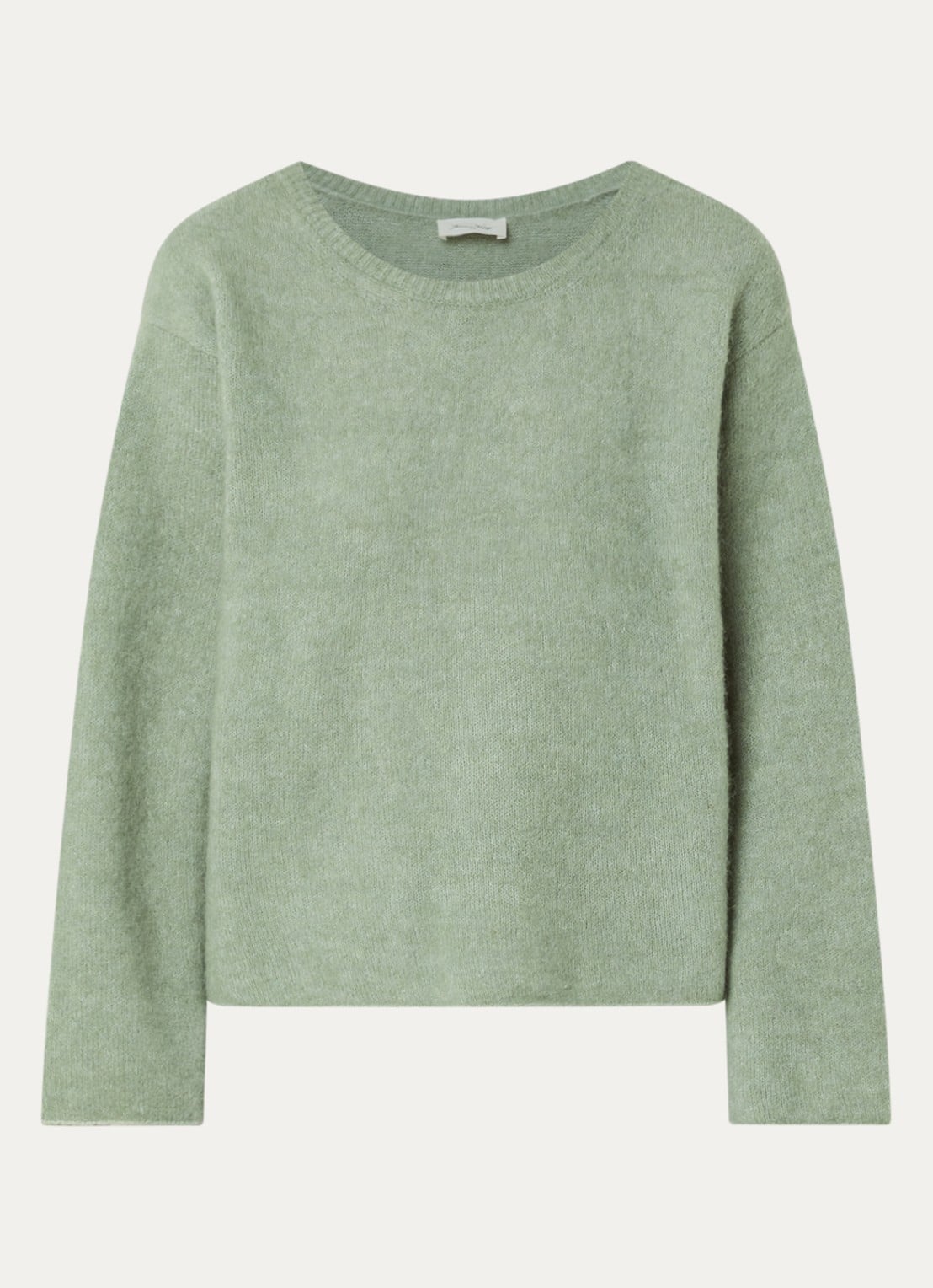 American Vintage Fijngebreide trui in alpaca wolblend - voorkant 2 lindegroen