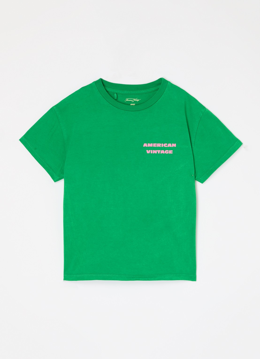 American Vintage Fiz Valley T-shirt met logoprint - voorkant groen