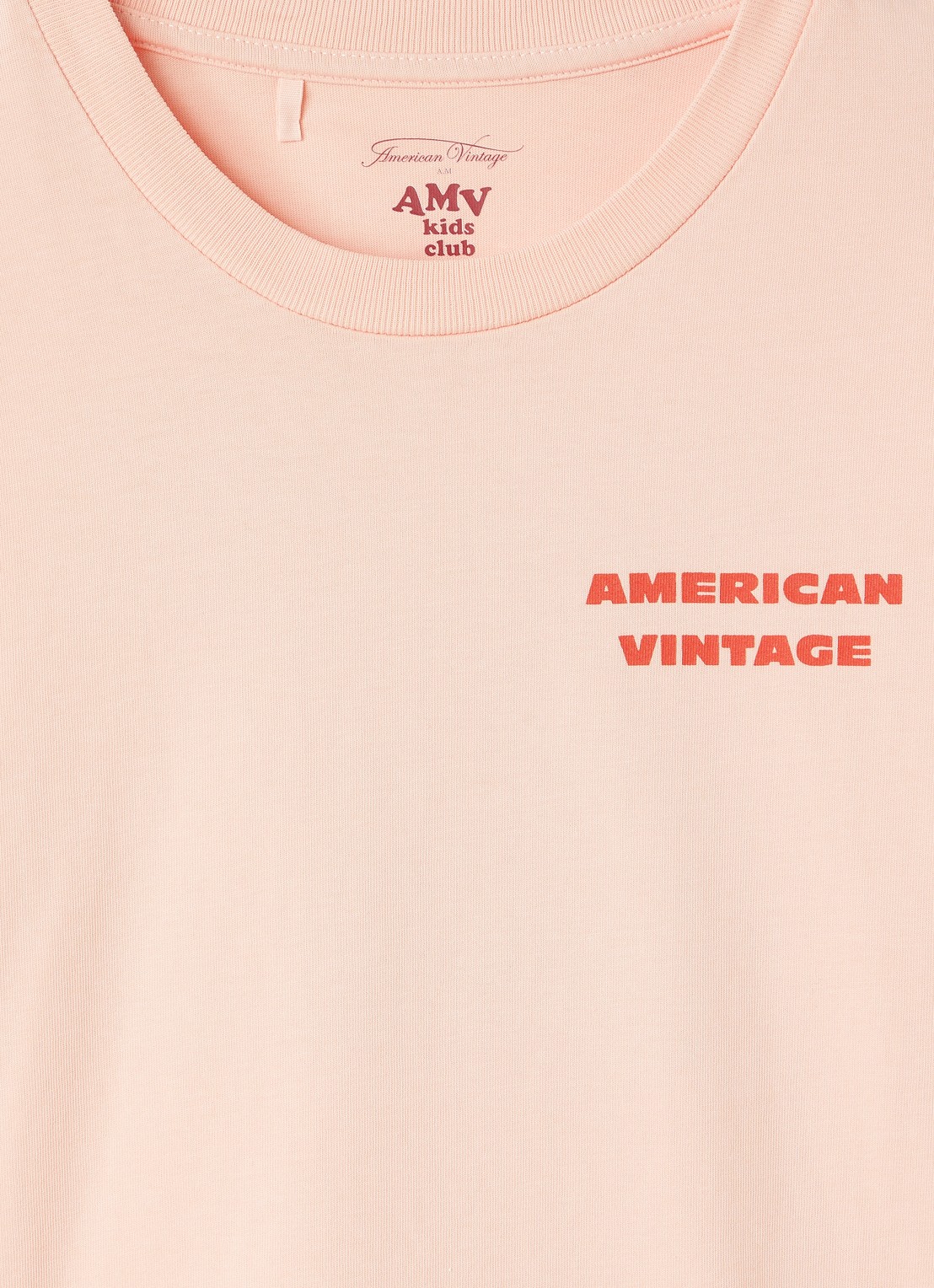 American Vintage Fizvaley longsleeve met logo- en backprint - detail zalmroze