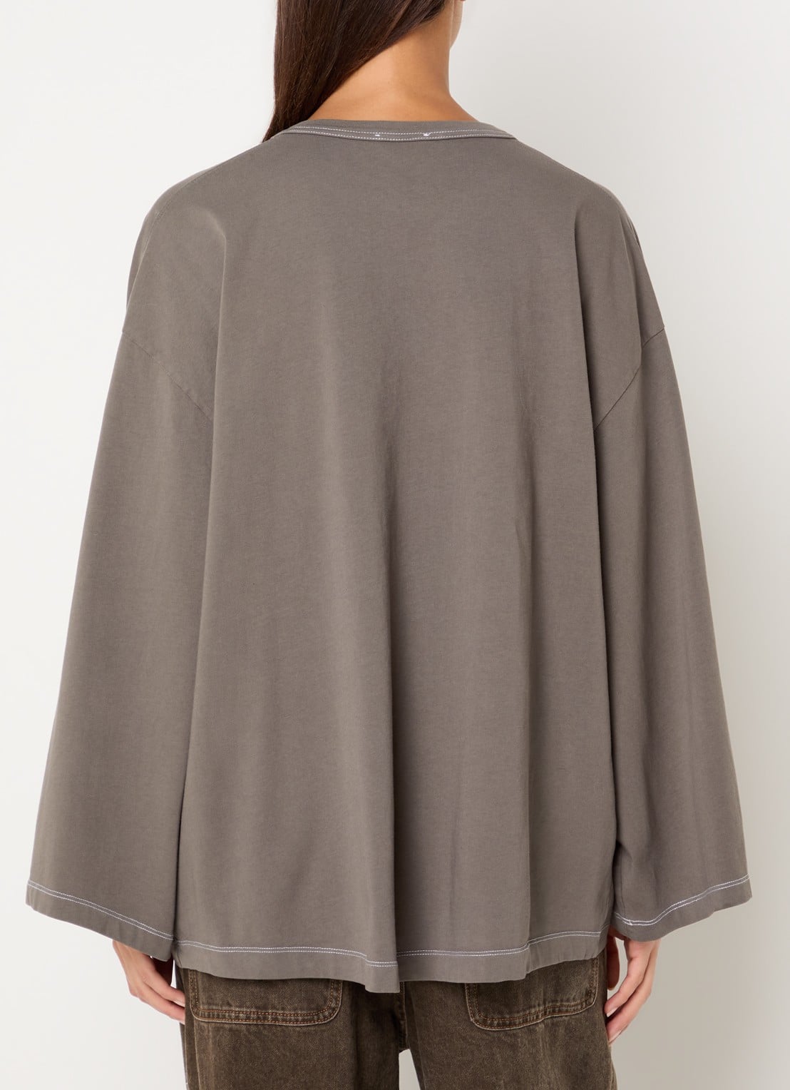 American Vintage Fizvalley long sleeve met ronde hals - achterkant 2 lichtbruin