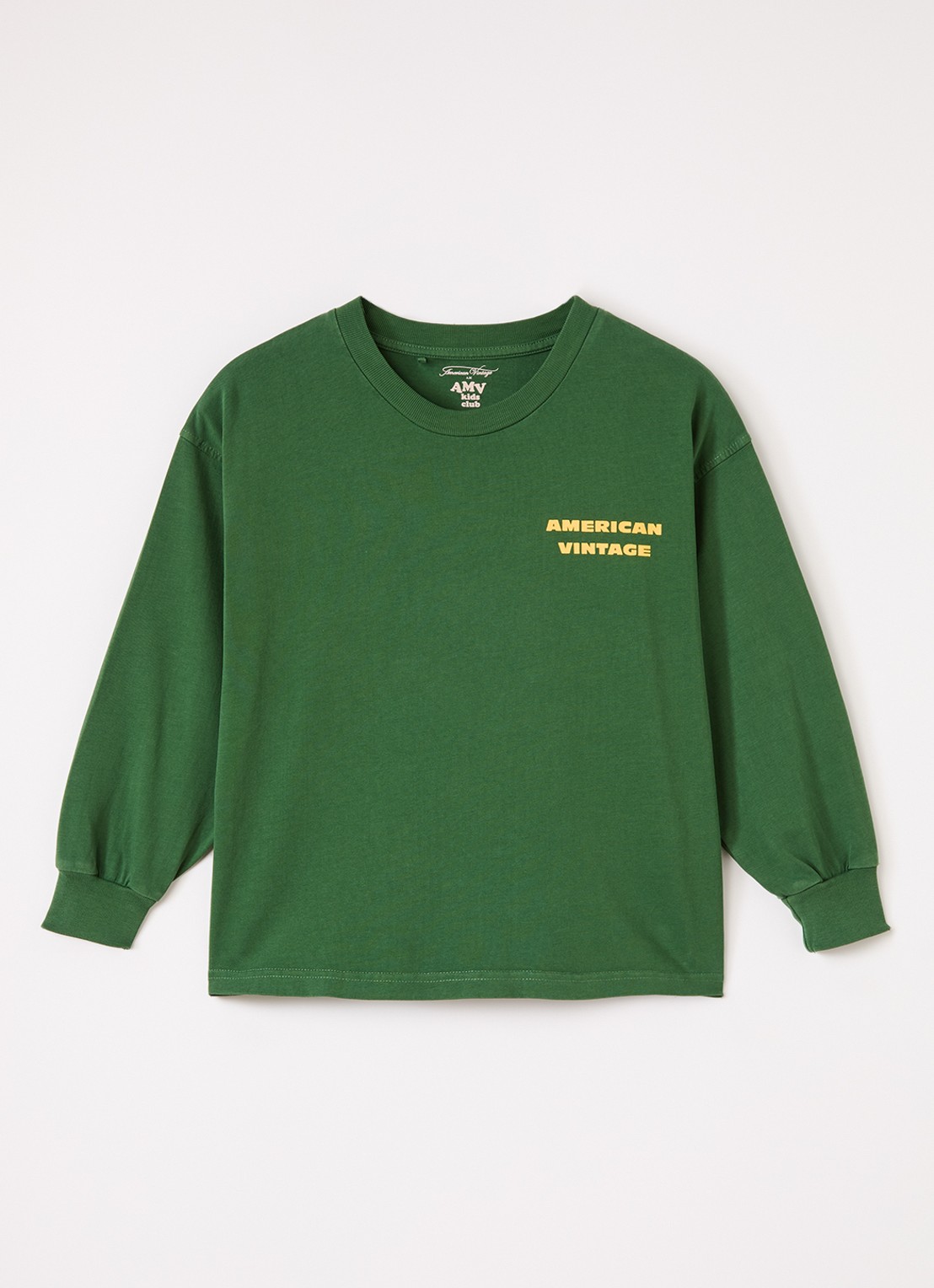 American Vintage Fizvalley longsleeve met logo- en backprint - voorkant 2 groen