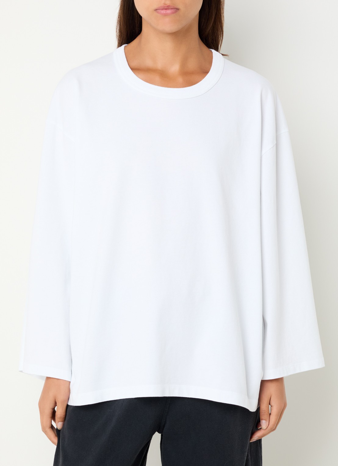 American Vintage Fizvalley oversized longsleeve met ronde hals - detail wit