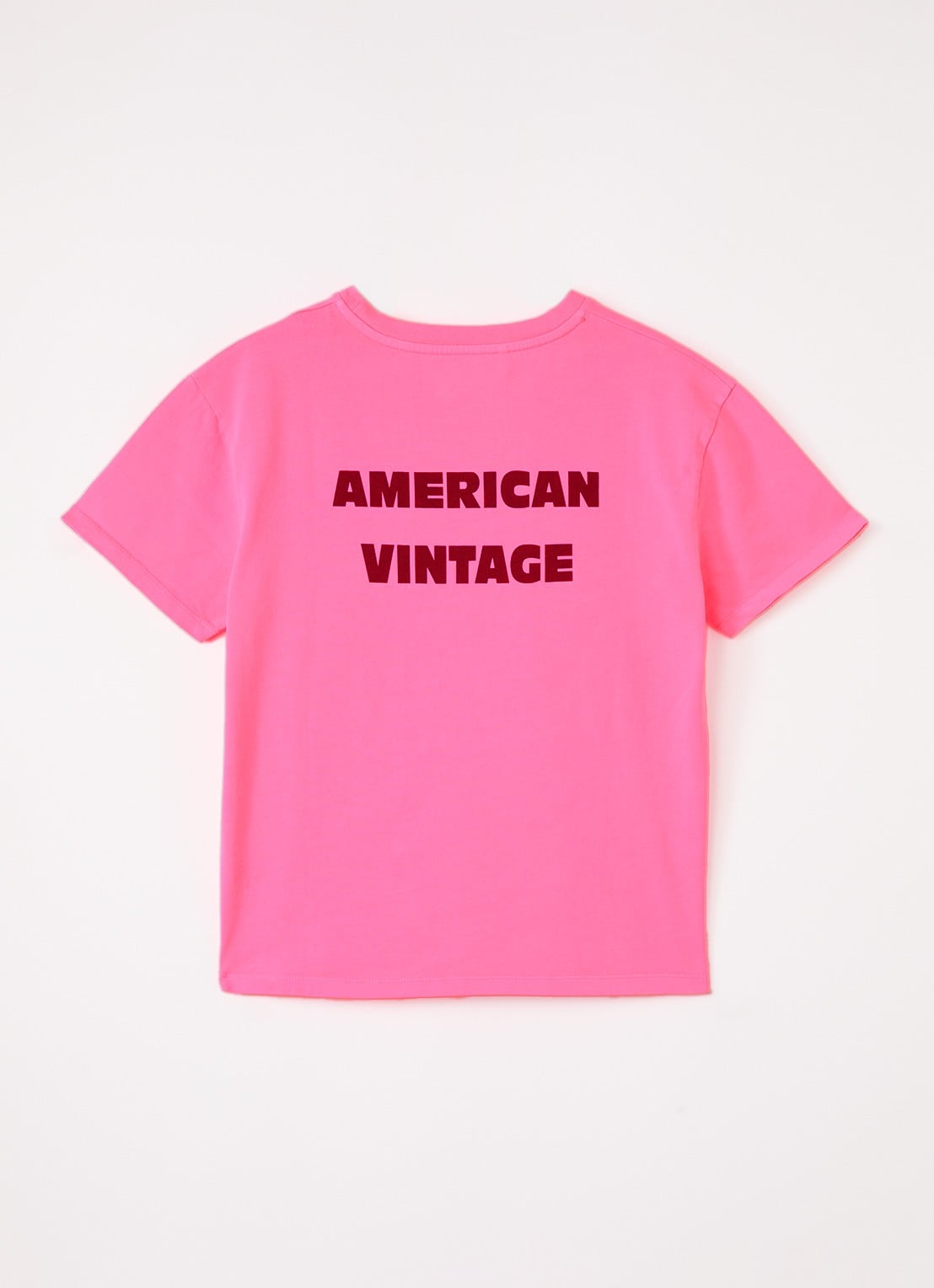 American Vintage Fizvalley T-shirt met logo- en backprint - voorkant 2 roze