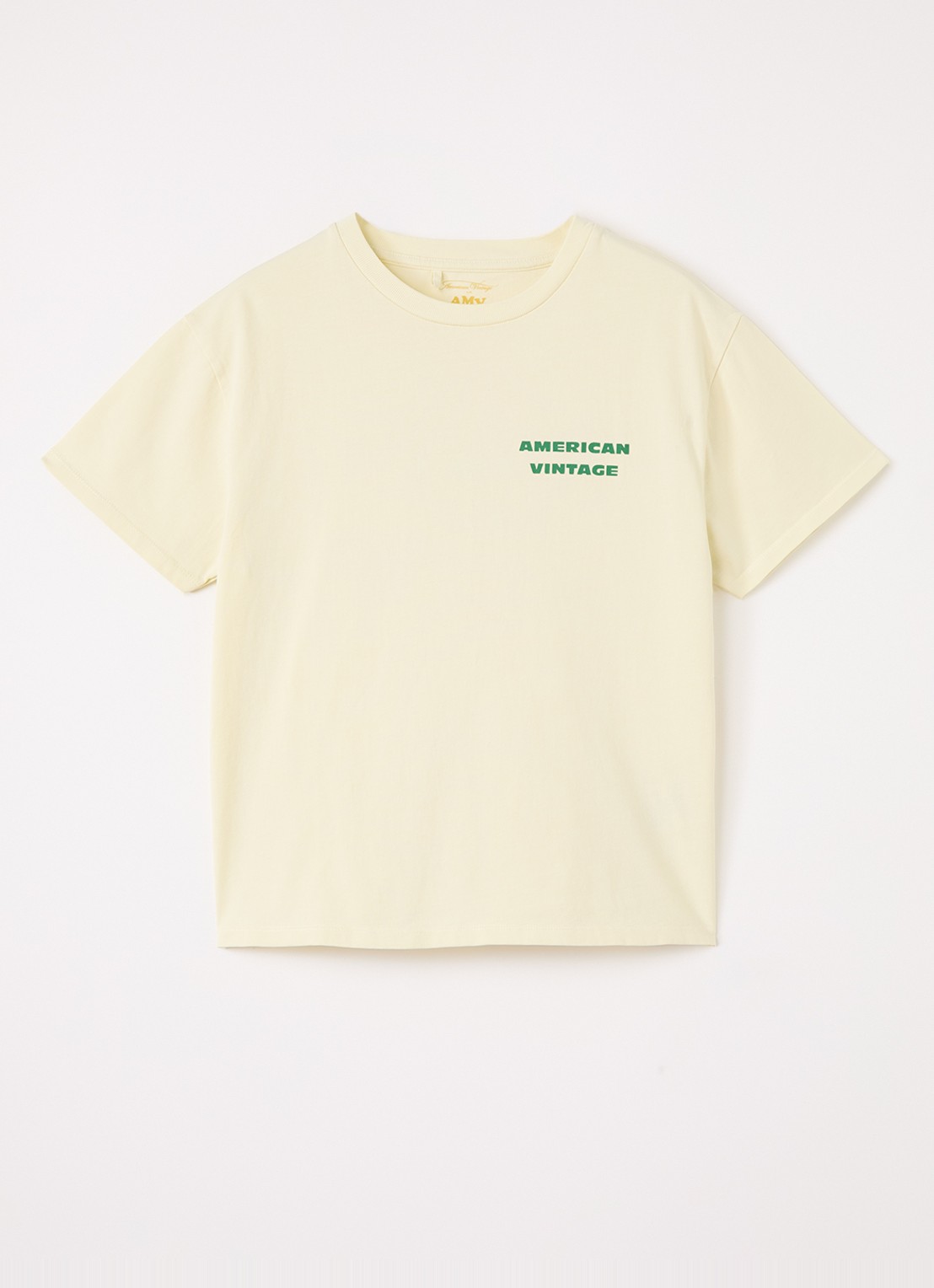 American Vintage Fizvalley T-shirt met logo- en backprint - voorkant beige