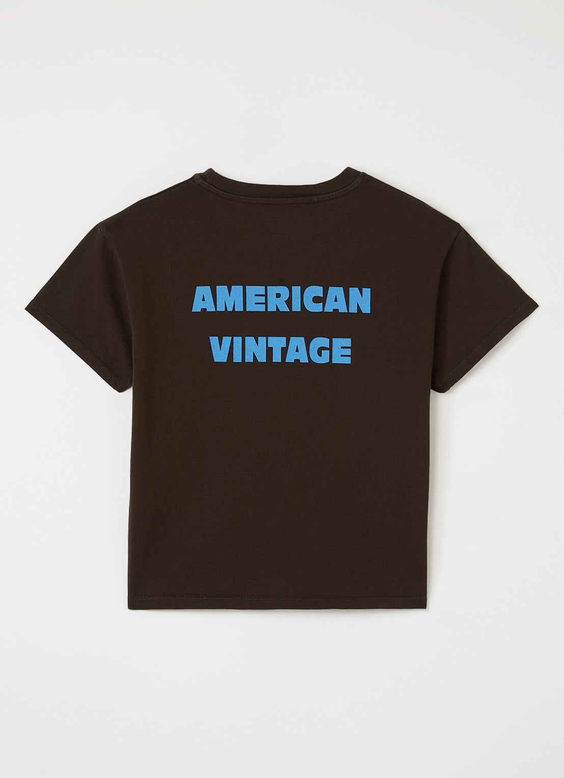 American Vintage Fizvalley T-shirt met logo- en backprint - voorkant 2 chocoladebruin